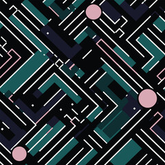 Puzzling Compositions: An Abstract Linear Pattern of Pastels and Geometric Shapes