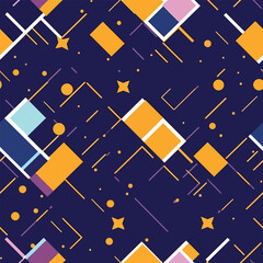 Mosaic of Colors: A Seamless Vector Pattern of Geometric Shapes in Dark Blue and Orange