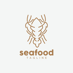 Lobster Logo, Simple Minimalist Design,Shrimp Seafood Food Vector, Illustration Symbol Icon