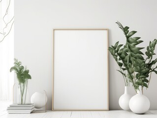Modern Poster Mock up Background. Contemporary Interior Design. Generative AI.