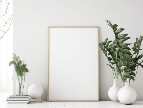 Modern Poster Mock up Background. Contemporary Interior Design. Generative AI.