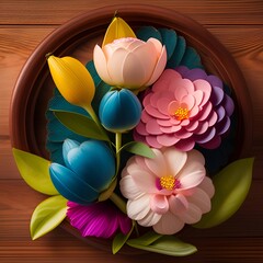 lotus flower on wooden background
