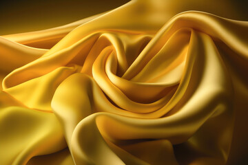 Yellow fabric colored silk satin background Generative AI