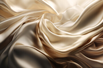 Fototapeta premium White and Gold fabric colored silk satin background Generative AI