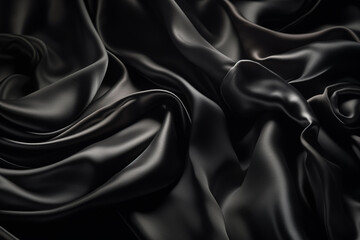 Black fabric colored silk satin background Generative AI