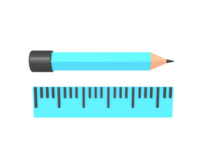 3d icon of ruler and pencil