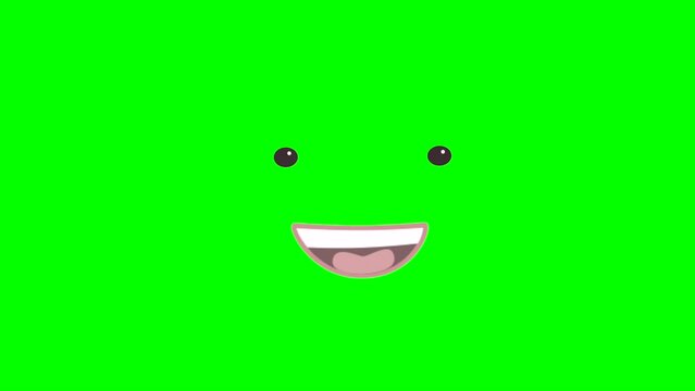 Cartoon eyes and talking mouth or funny face for side green screen insert, chroma key green screen motion graphics stock video 3D animation. Ultra high resolution.