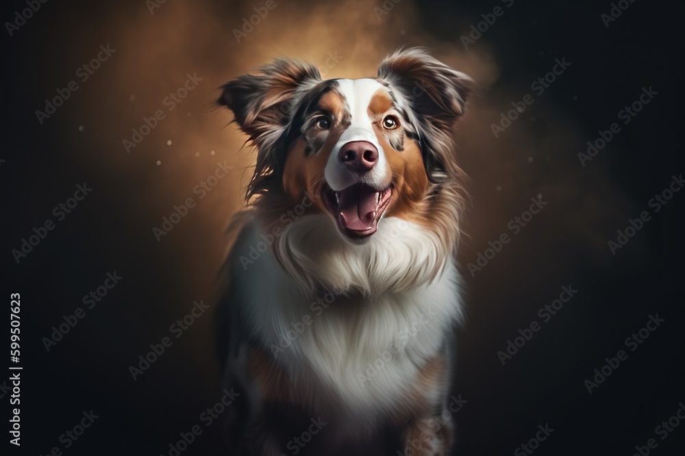Poster a canine with its jaws wide open and its tongue hanging out of its mouth generative ai