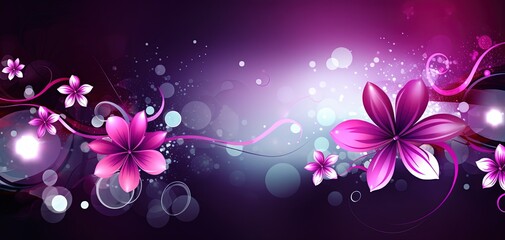 abstract background banner, gradient color with bokeh glitter glow light, flora flower light trail, Generative Ai
