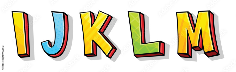 Poster colorful font with volume letters isolated on white background vector set