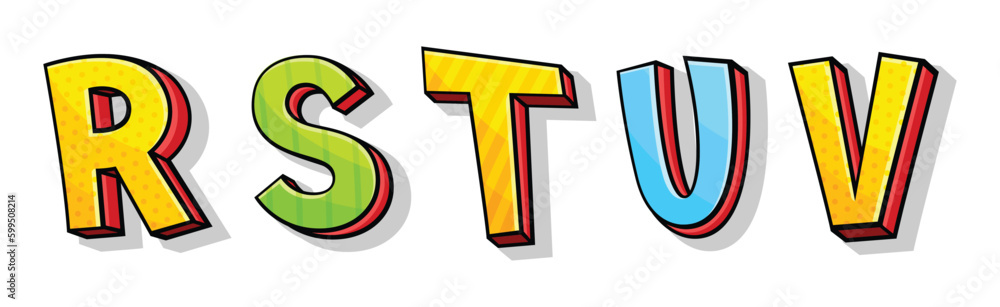 Poster colorful font with volume letters isolated on white background vector set