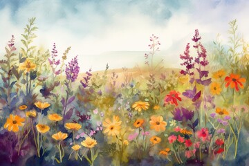 summer background, watercolor - Ai