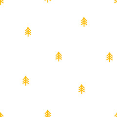 Seamless pattern with yellow tree