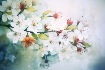 flower background, cherry, watercolor - Ai