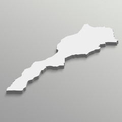 A map of the Morocco in a white background fully editable 3d isometric map with states