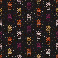 Seamless pattern with colorful cactus