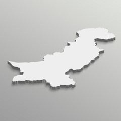 Obraz premium A map of the Pakistan in a white background fully editable 3d isometric map with states
