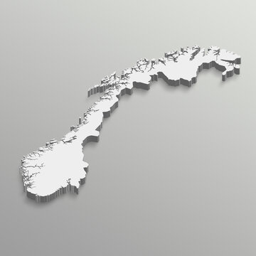 A map of the Norway in a white background fully editable 3d isometric map with states