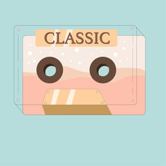 Cassette tape in flat style. Retro audio cassette tape. Vector illustration.