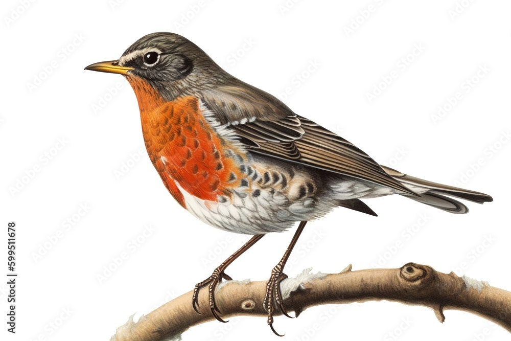Aufkleber a bird perched on the twig of a branch at the top of the tree generative ai