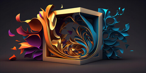 abstract Interwoven colorful shapes and structure, dynamic colorful filaments, ai generated