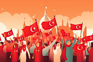 15 temmuz. 15 July, Happy Holidays Democracy Republic of Turkey celebration. AI generative.