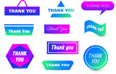 Set of Thank You Sign or Icon with Colorful Gradient Style
