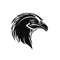 raptor eagle black and white, monochromatic, grayscale logo, vector art