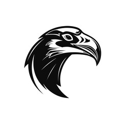 raptor eagle black and white, monochromatic, grayscale logo, vector art