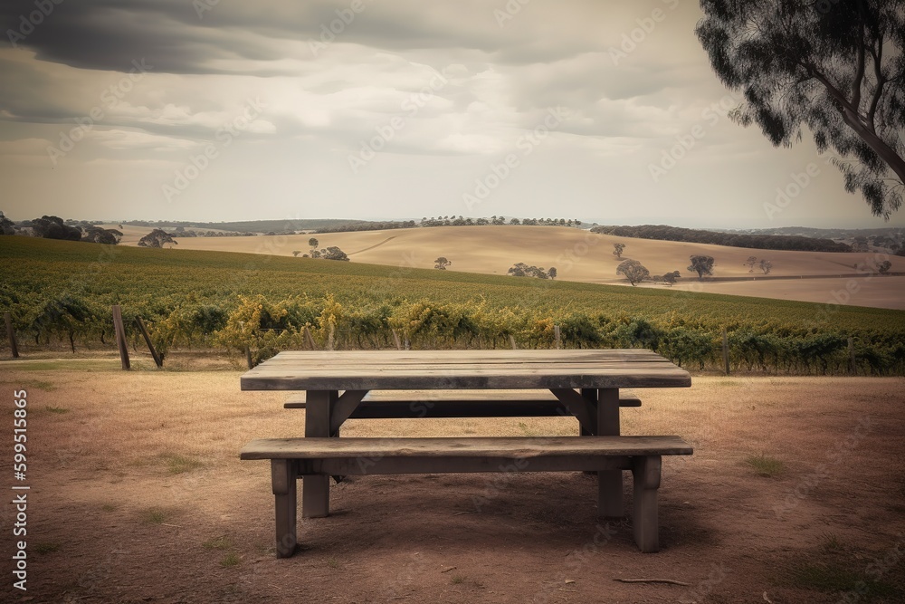 Aufkleber a table set out for a picnic in the midst of a field generative ai
