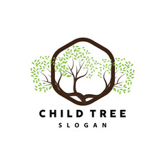 Obraz premium Tree Logo, Life Balance Education Vector, Luxurious Elegant Simple Tree Design, Playground Illustration Icon