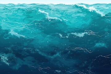 Fototapeta na wymiar waves on the sea watercolor- Ai
