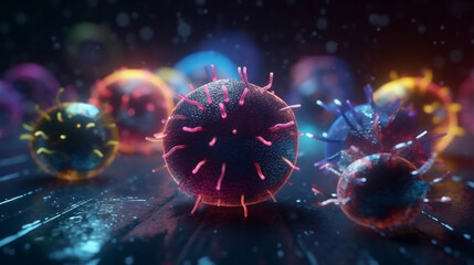 Fototapeta premium Viruses close-up, microscopic view