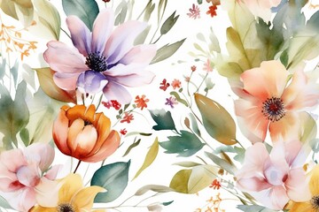 Obraz premium watercolor flowers background- Ai
