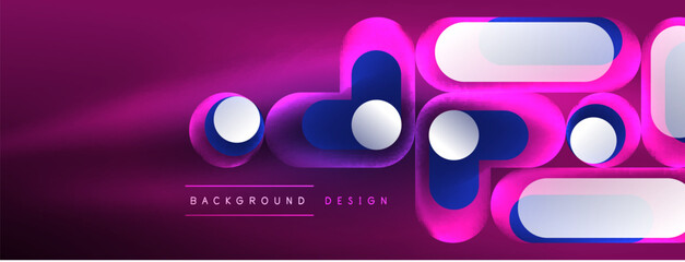 Glowing round shapes abstract background. Template for wallpaper, banner, presentation, background