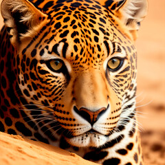 Obraz premium Close up portrait of a leopard. Generative AI