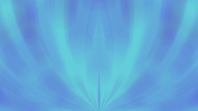 Digital concept of smooth motion of abstract flower petals. Blue shades gradient background. Soft rays texture. Fractal animation. Pastel colors light transitions for web banner, application, cover