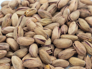 pistachios on white background 