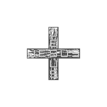 Jesus cross icon. Christian cross icon isolated on transparent background