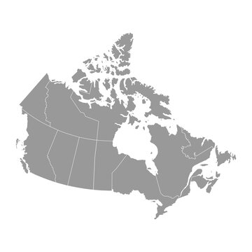 Canada gray map with provinces. Vector illustration.