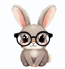 cute little bunny with glasses vector art