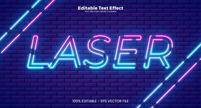 Laser editable text effect in modern Neon style