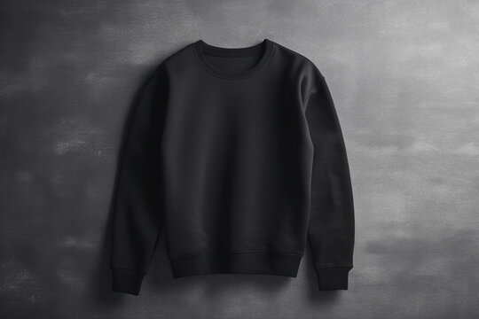 A black sweater with a black sweater on a dark background mock up AI generation
