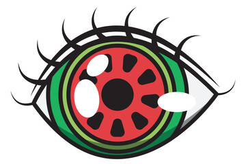 Obraz premium vector eye with watermelon lens