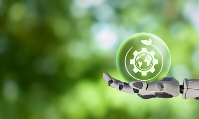 Green technology and innovation concept for climate solutions and climate action. Actions to...