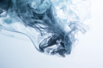Blue smoke texture on white background