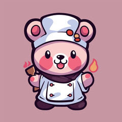 A cartoon bear with a chef hat and a white hat holds a piece of paper.