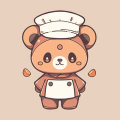 Cute cartoon bear character wearing a chef hat.