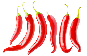 Set of delicious red chili peppers, cut out