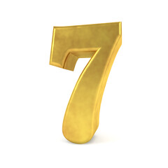 3D golden number 7. 3D illustration